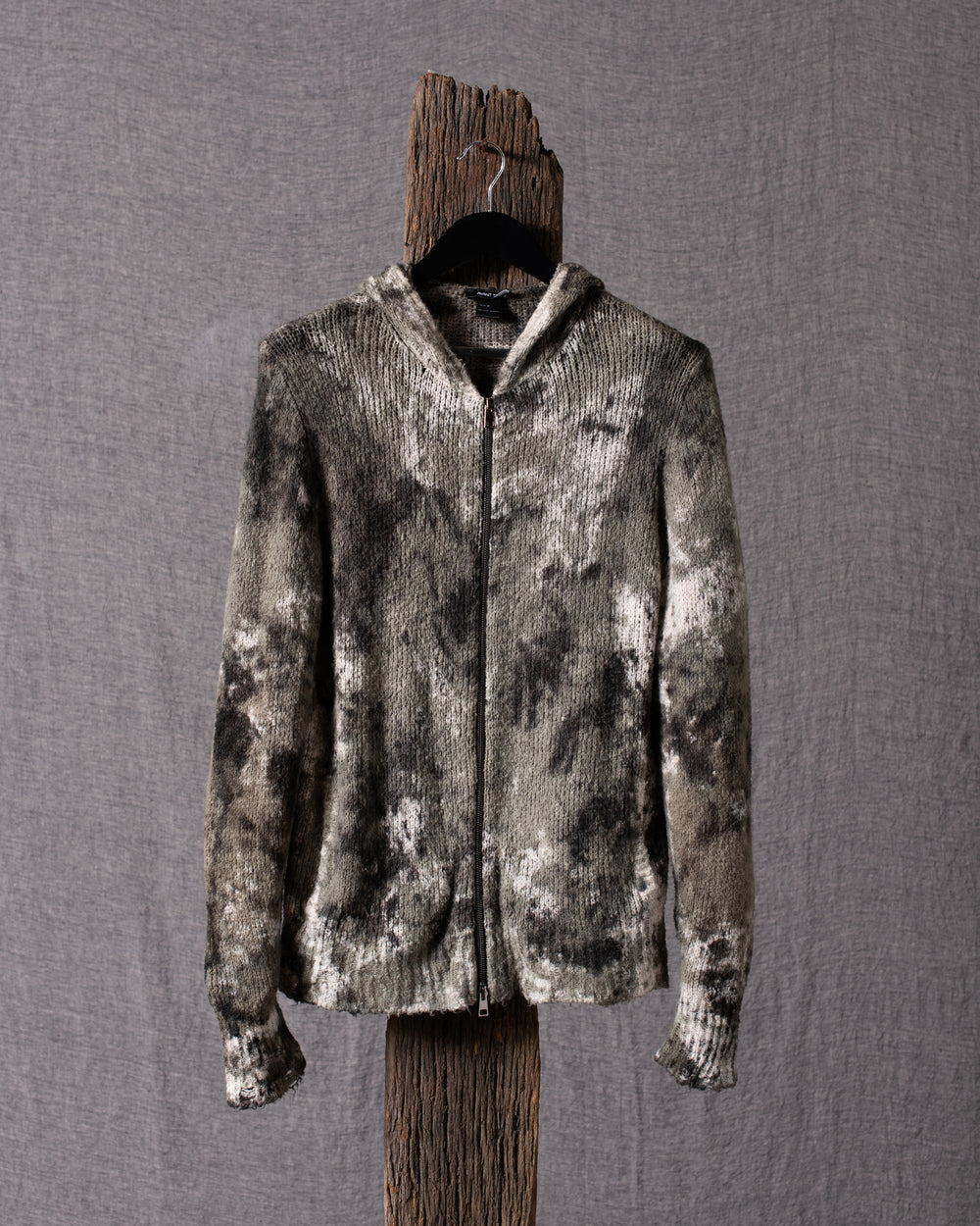 Man Camouflage Brushed Cotton Hooded Zip-up Mushroom