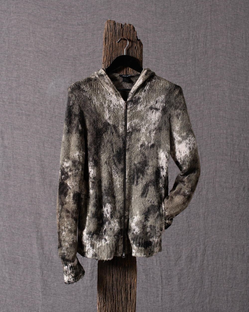 Man Camouflage Brushed Cotton Hooded Zip-up Mushroom