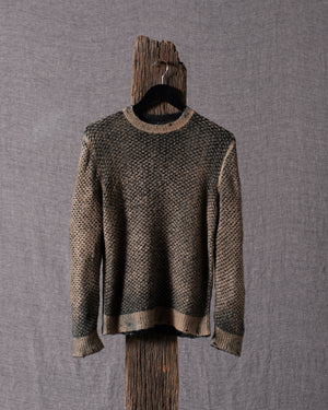 Man Irregular Stitch Brushed Cotton Pullover Hand Painted N/Sughero
