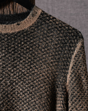 Man Irregular Stitch Brushed Cotton Pullover Hand Painted N/Sughero