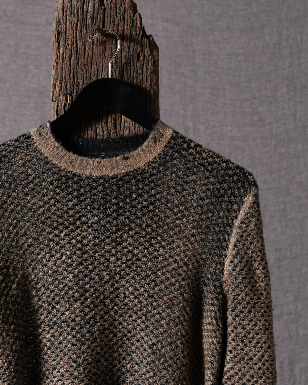 Man Irregular Stitch Brushed Cotton Pullover Hand Painted N/Sughero