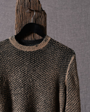 Man Irregular Stitch Brushed Cotton Pullover Hand Painted N/Sughero