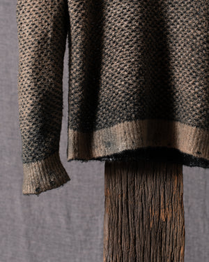 Man Irregular Stitch Brushed Cotton Pullover Hand Painted N/Sughero