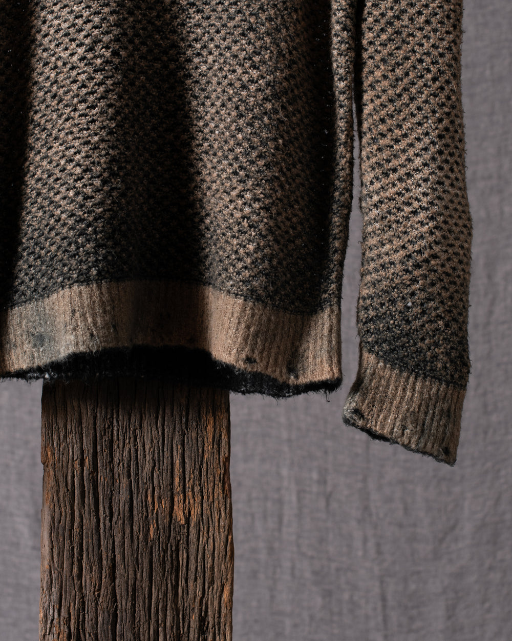 Man Irregular Stitch Brushed Cotton Pullover Hand Painted N/Sughero