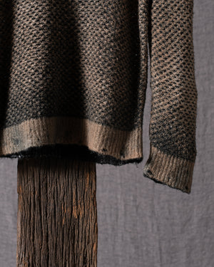 Man Irregular Stitch Brushed Cotton Pullover Hand Painted N/Sughero