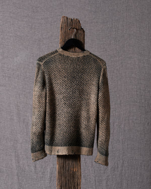 Man Irregular Stitch Brushed Cotton Pullover Hand Painted N/Sughero