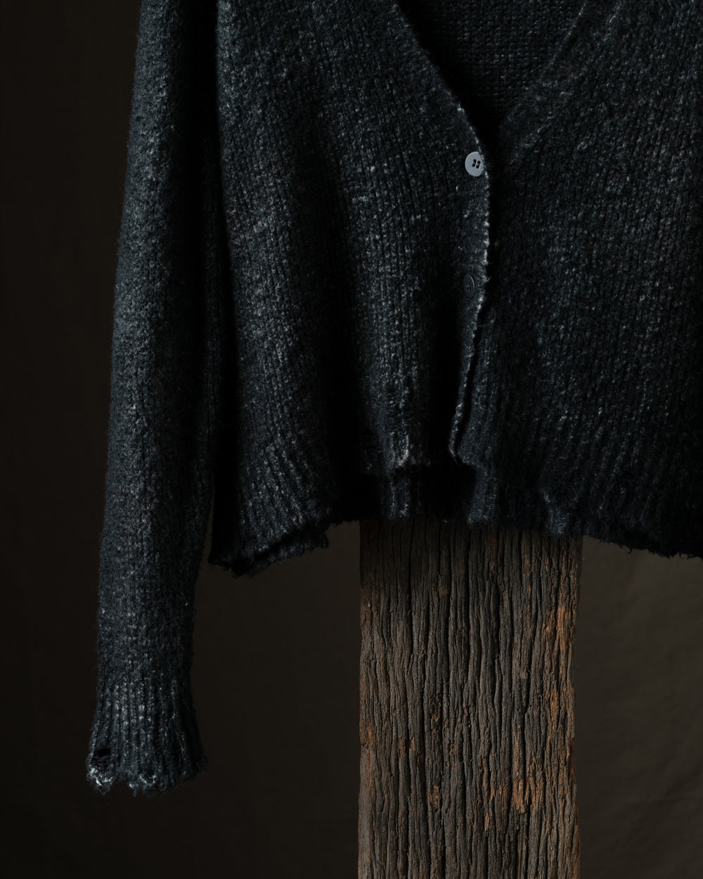 Woman Hand Painted Cotton Boxy V Neck Cardigan N/Nero