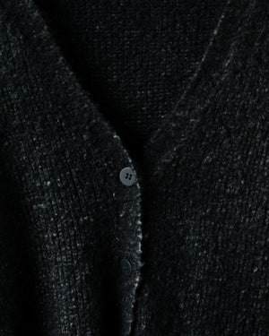 Woman Hand Painted Cotton Boxy V Neck Cardigan N/Nero