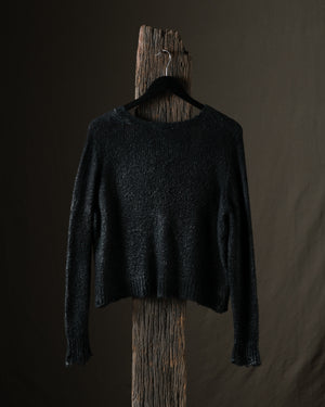 Woman Hand Painted Cotton Boxy V Neck Cardigan N/Nero