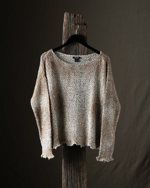 Woman Laminated Scatched Effect Moss Stitch Pullover w/ Destroyed Edges Pennellate Sughero