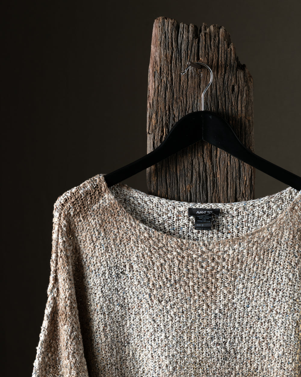 Woman Hand Painted Laminated Scratched Effect Moss Stitched Pullover Pennellate Sughero