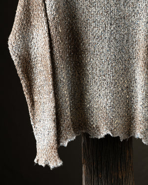 Woman Laminated Scatched Effect Moss Stitch Pullover w/ Destroyed Edges Pennellate Sughero