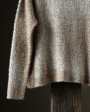 Woman Hand Painted Laminated Scratched Effect Moss Stitched Pullover Pennellate Sughero