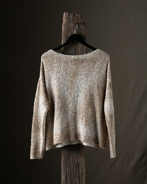 Woman Hand Painted Laminated Scratched Effect Moss Stitched Pullover Pennellate Sughero