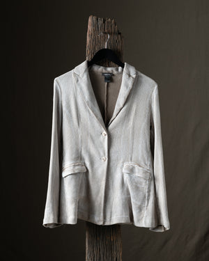 Woman Laminated Hand Painted Micro Mat Stitch Boyfriend Rever Jacket Taupe