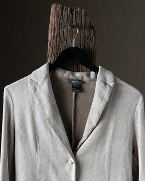 Woman Laminated Hand Painted Micro Mat Stitch Boyfriend Rever Jacket Taupe