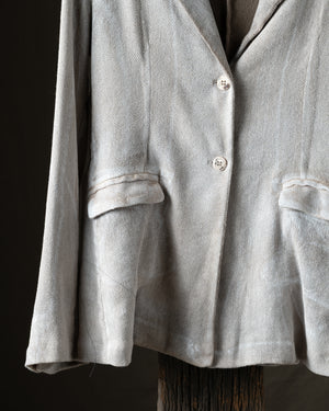 Woman Laminated Hand Painted Micro Mat Stitch Boyfriend Rever Jacket Taupe