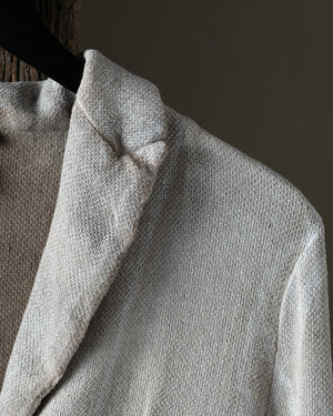 Woman Laminated Hand Painted Micro Mat Stitch Boyfriend Rever Jacket Taupe