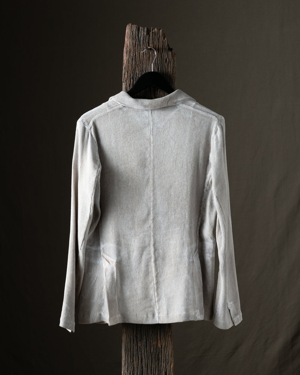 Woman Laminated Hand Painted Micro Mat Stitch Boyfriend Rever Jacket Taupe