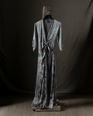 Woman Hand Painted Wrap Silk Dress Fango