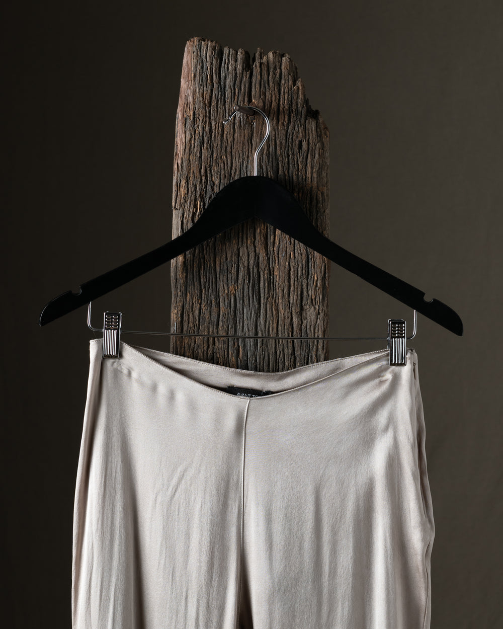 Woman Faded Effect Stretch Silk Flare Pants Taupe