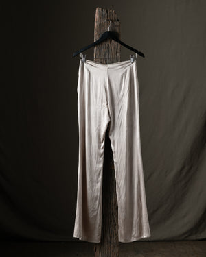 Woman Faded Effect Stretch Silk Flare Pants Taupe