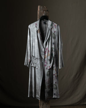Woman Faded Effect Patchwork Silk Duster Fango