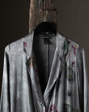 Woman Faded Effect Patchwork Silk Duster Fango