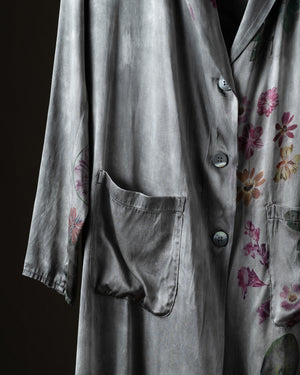 Woman Faded Effect Patchwork Silk Duster Fango