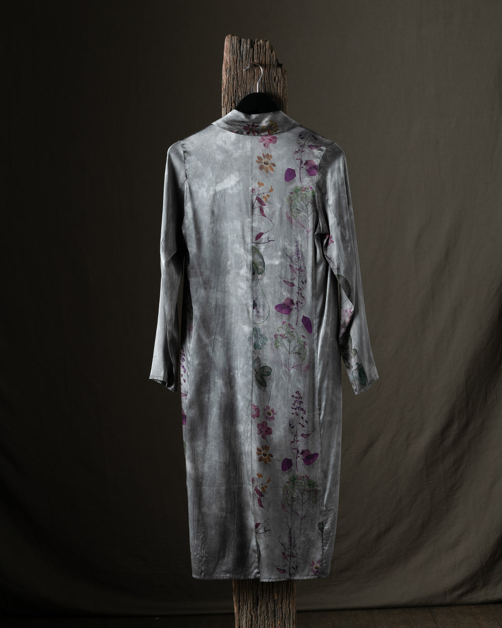 Woman Faded Effect Patchwork Silk Duster Fango