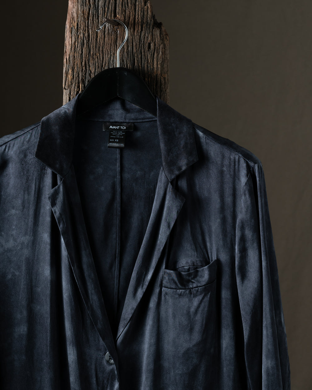 Woman Faded Effect Boyfriend Silk Jacket Nero