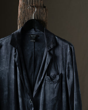 Woman Faded Effect Boyfriend Silk Jacket Nero