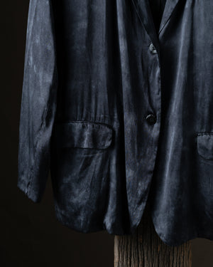 Woman Faded Effect Boyfriend Silk Jacket Nero