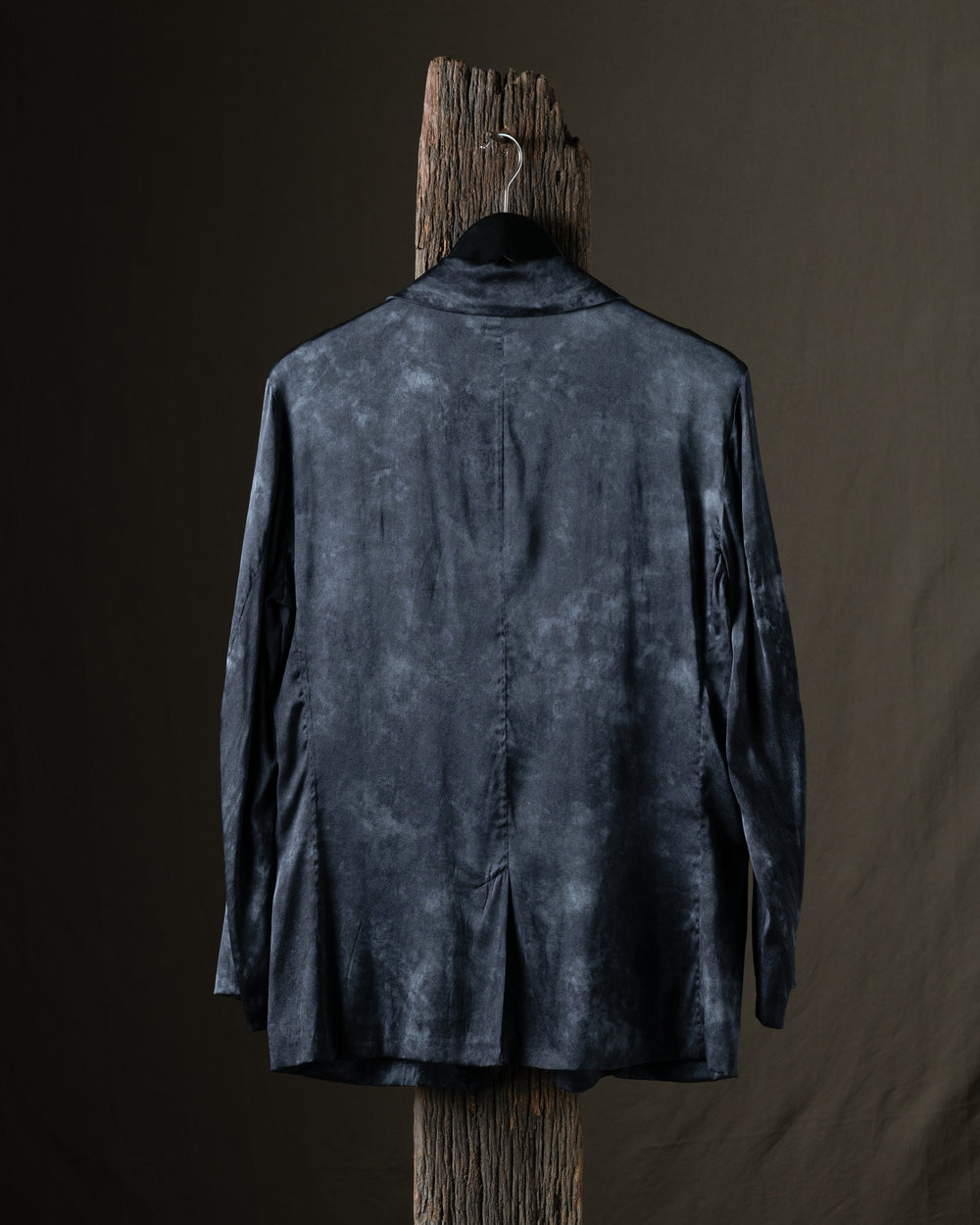 Woman Faded Effect Boyfriend Silk Jacket Nero