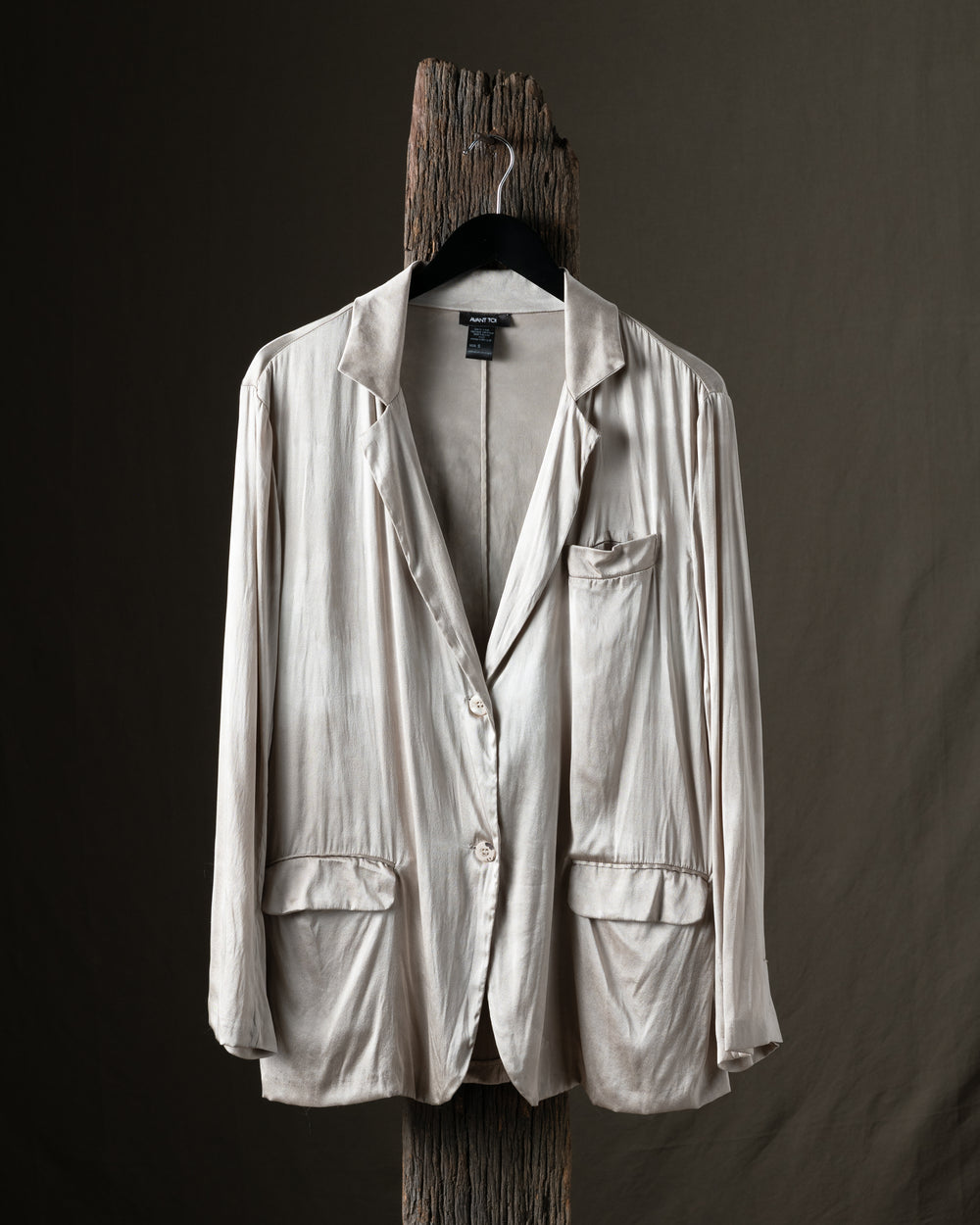 Woman Faded Effect Boyfriend Silk Jacket Taupe