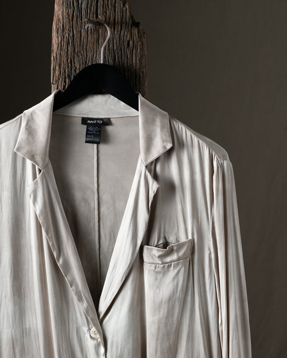 Woman Faded Effect Boyfriend Silk Jacket Taupe