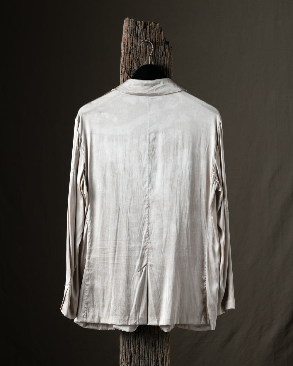 Woman Faded Effect Boyfriend Silk Jacket Taupe