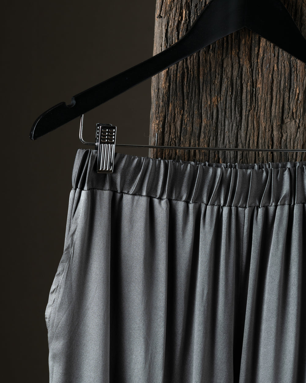 Woman Stretch Silk Cargo Trousers Fango
