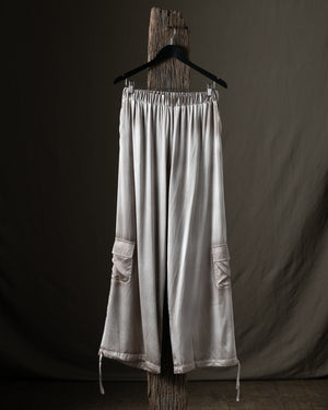 Woman Stretch Silk Cargo Trousers Taupe