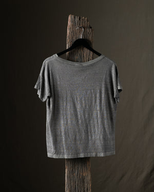 Woman Hand Painted Linen Boxy Tee Shirt Fango