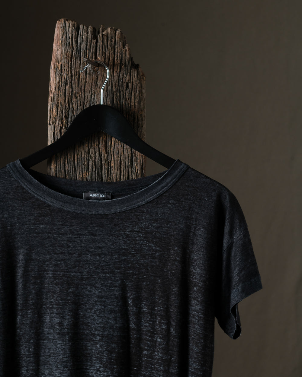 Woman Hand Painted Linen Boxy Tee Shirt N/Nero