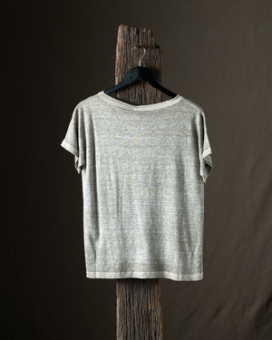 Woman Hand Painted Linen Boxy Tee Shirt Taupe