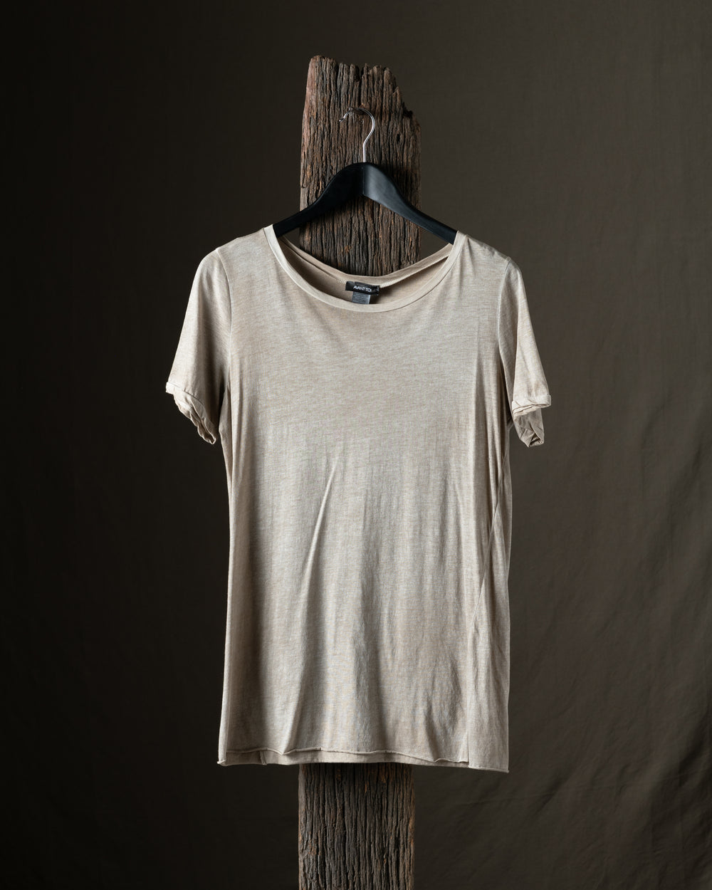 Woman Hand Painted Light Cotton Tee Shirt Taupe