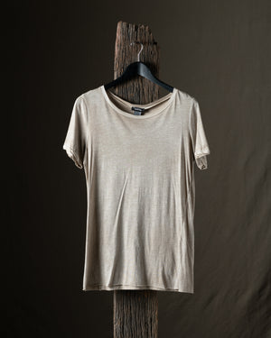 Woman Hand Painted Light Cotton Tee Shirt Taupe