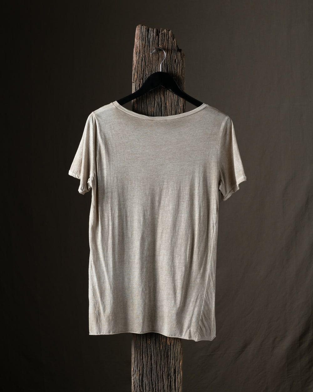 Woman Hand Painted Light Cotton Tee Shirt Taupe