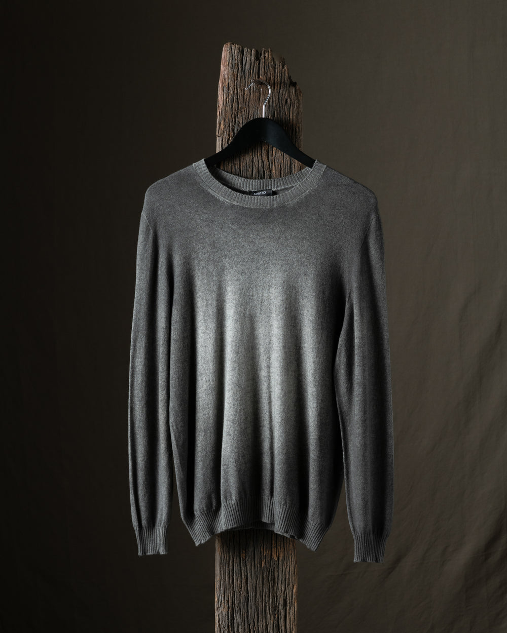 Man Hand Painted Light Cashmere Reversible Pullover Fango