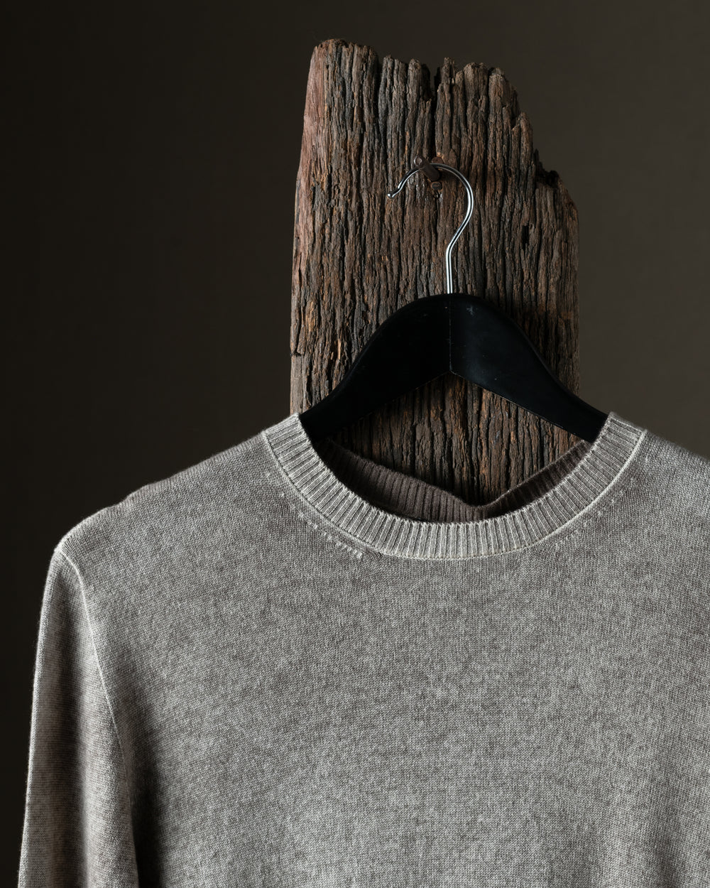 Man Hand Painted Light Cashmere Reversible Pullover Taupe