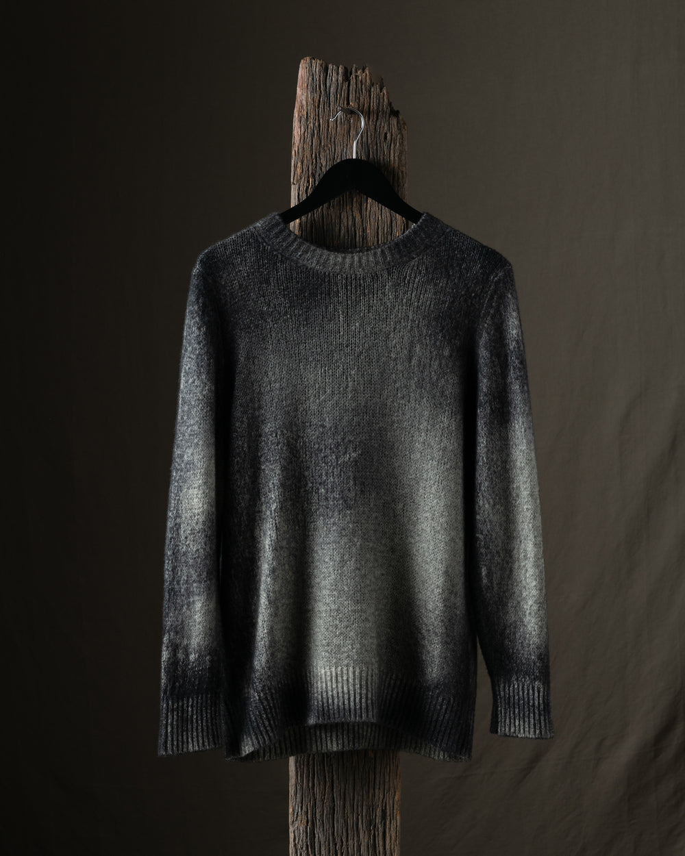 Man Brushed Cashmere Silk Pullover w/ Dark Marble Effect Fango
