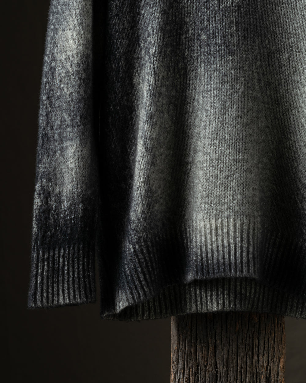 Man Brushed Cashmere Silk Pullover w/ Dark Marble Effect Fango