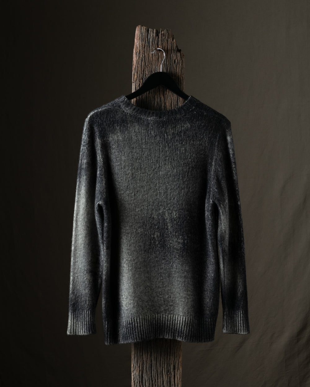 Man Brushed Cashmere Silk Pullover w/ Dark Marble Effect Fango